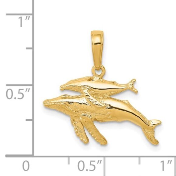 14K Mother and Baby Humpback Whale Pendant: A Symbol of Love and Artistry - Picture 3 of 4